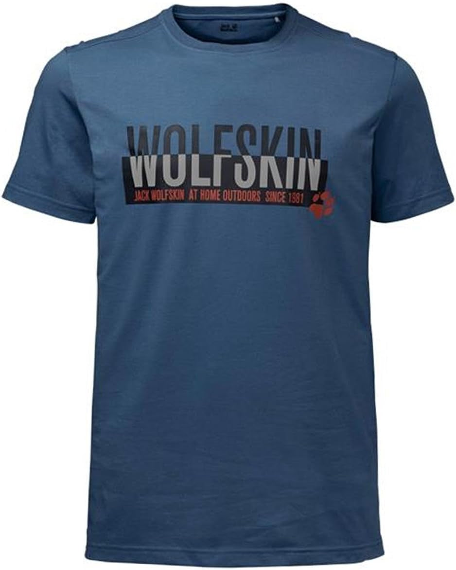 Jack Wolfskin Slogan T-Shirt Ocean Wave Mens - Blue