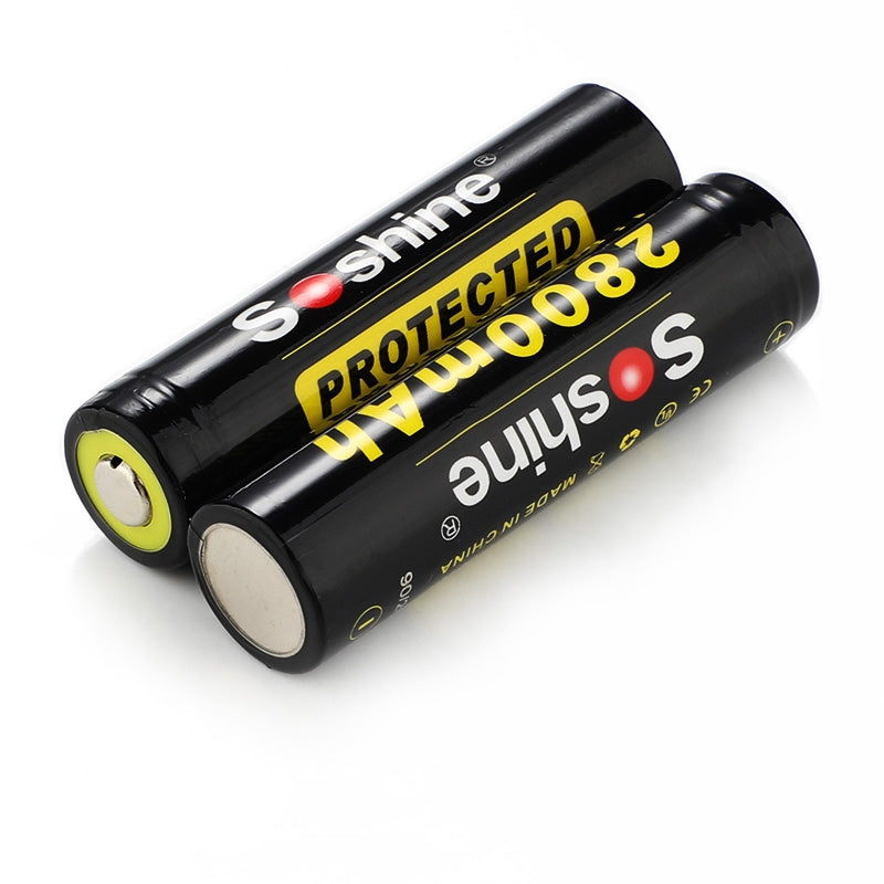 Soshine Li-ion 18650 Rechargeable Battery with Protected: 2800mAh 3.7V