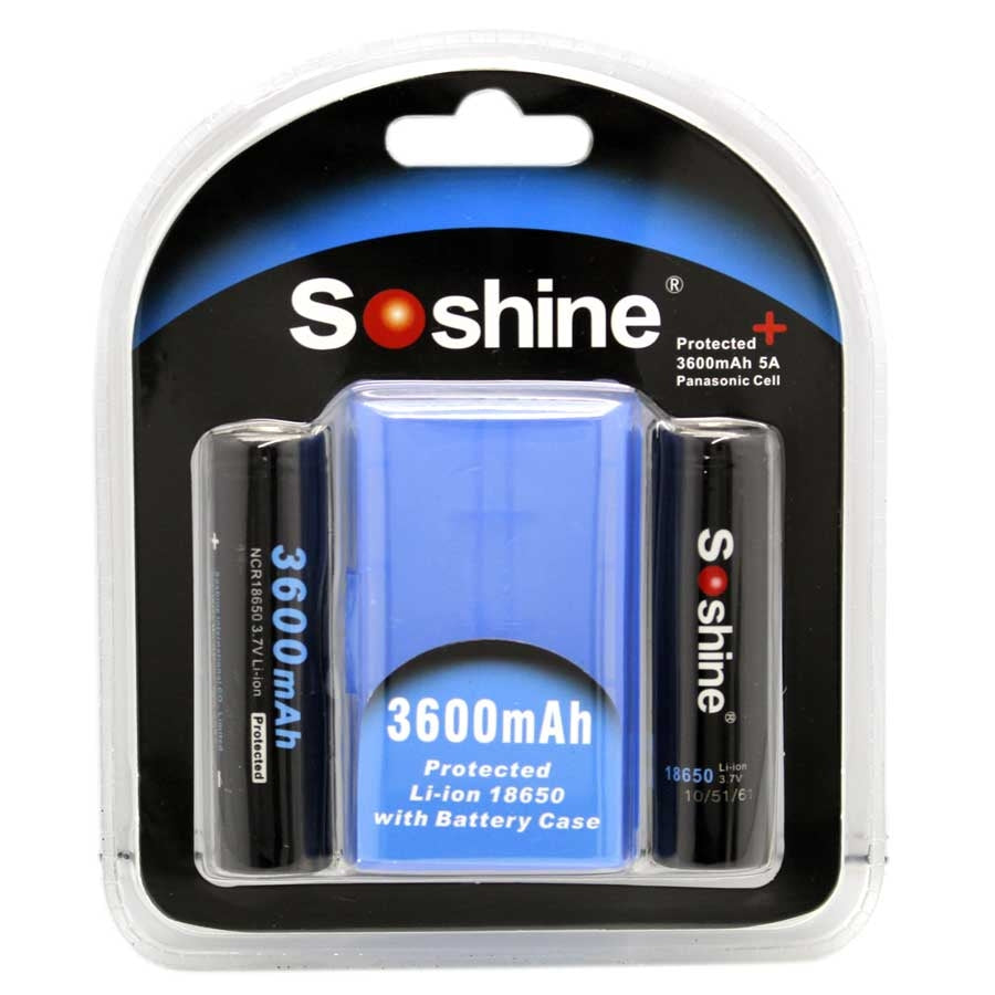 Soshine Li-ion 18650 Battery With Protected: 3600mAh 3.7V